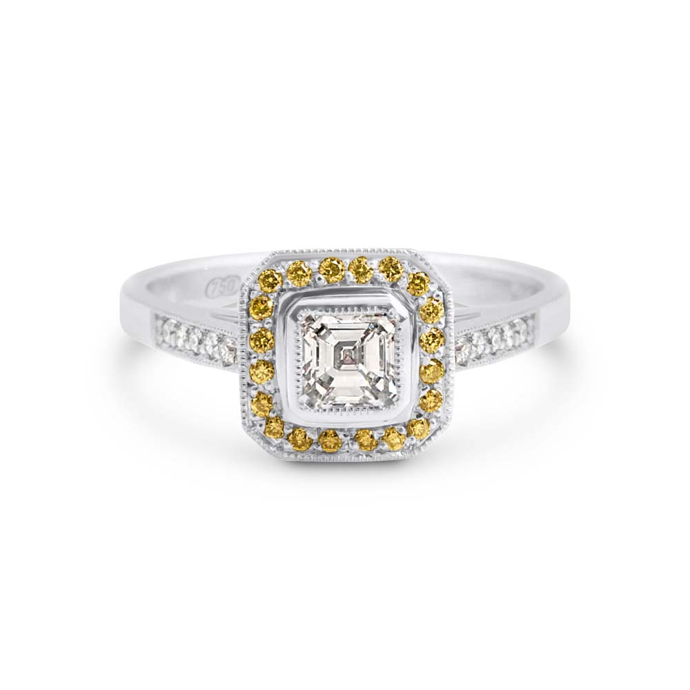 Brett's Jewellers 18ct white gold yellow and white diamond ring